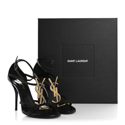 Saint Laurent Calfskin Cassandra 100 Ankle Strap Sandals 37 Black 10 of 10
