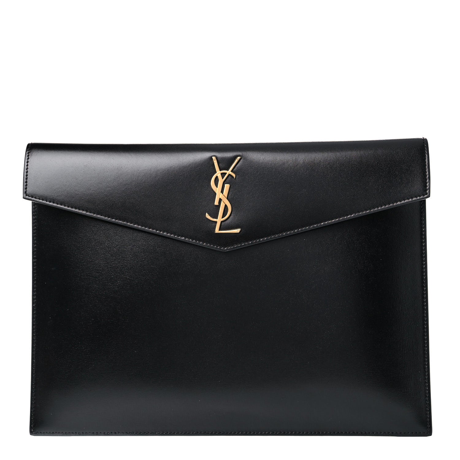 Saint Laurent Smooth Shiny Calfskin Monogram Uptown Baby Pouch Black 1 of 9