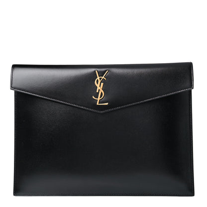 Saint Laurent Smooth Shiny Calfskin Monogram Uptown Baby Pouch Black 1 of 9