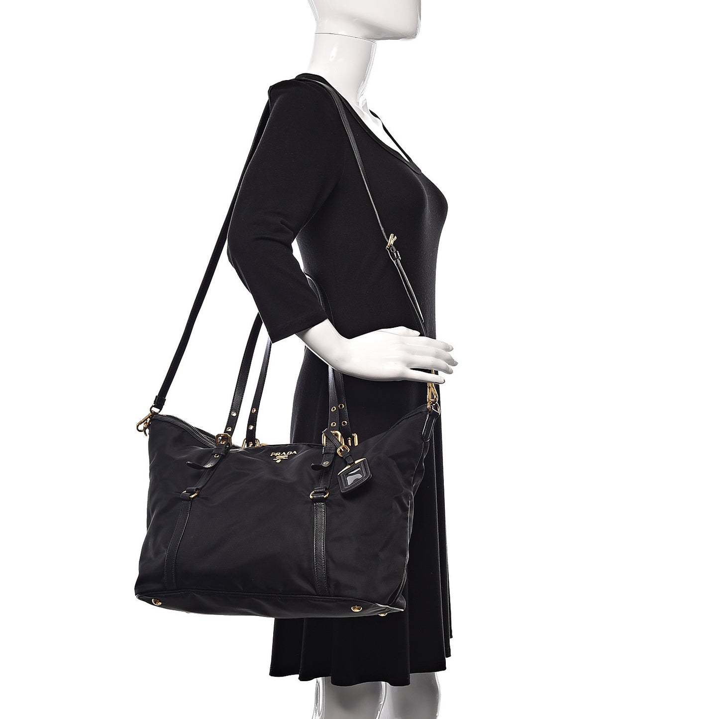 Tessuto Nylon Saffiano Tote Black