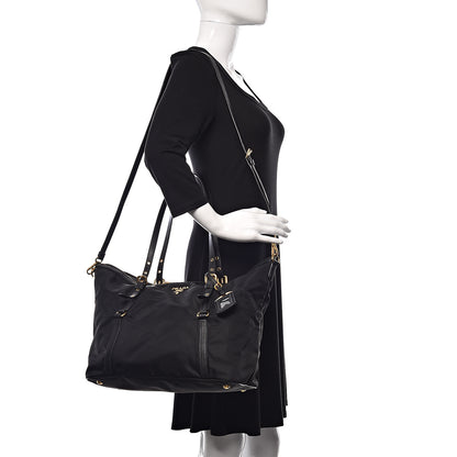 Prada Tessuto Nylon Saffiano Tote Black 2 of 11