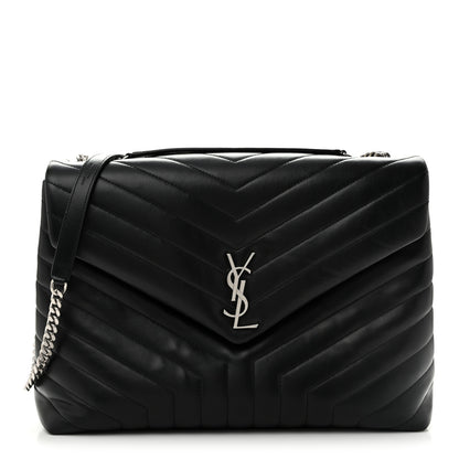 Saint Laurent Calfskin Y Quilted Monogram Large Loulou Chain Satchel Black 1 of 15