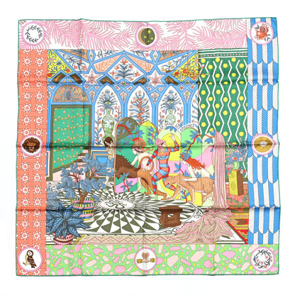 Hermes Silk La Danse Des Amazones Scarf 90 Vert d'eau Rose 1 of 6