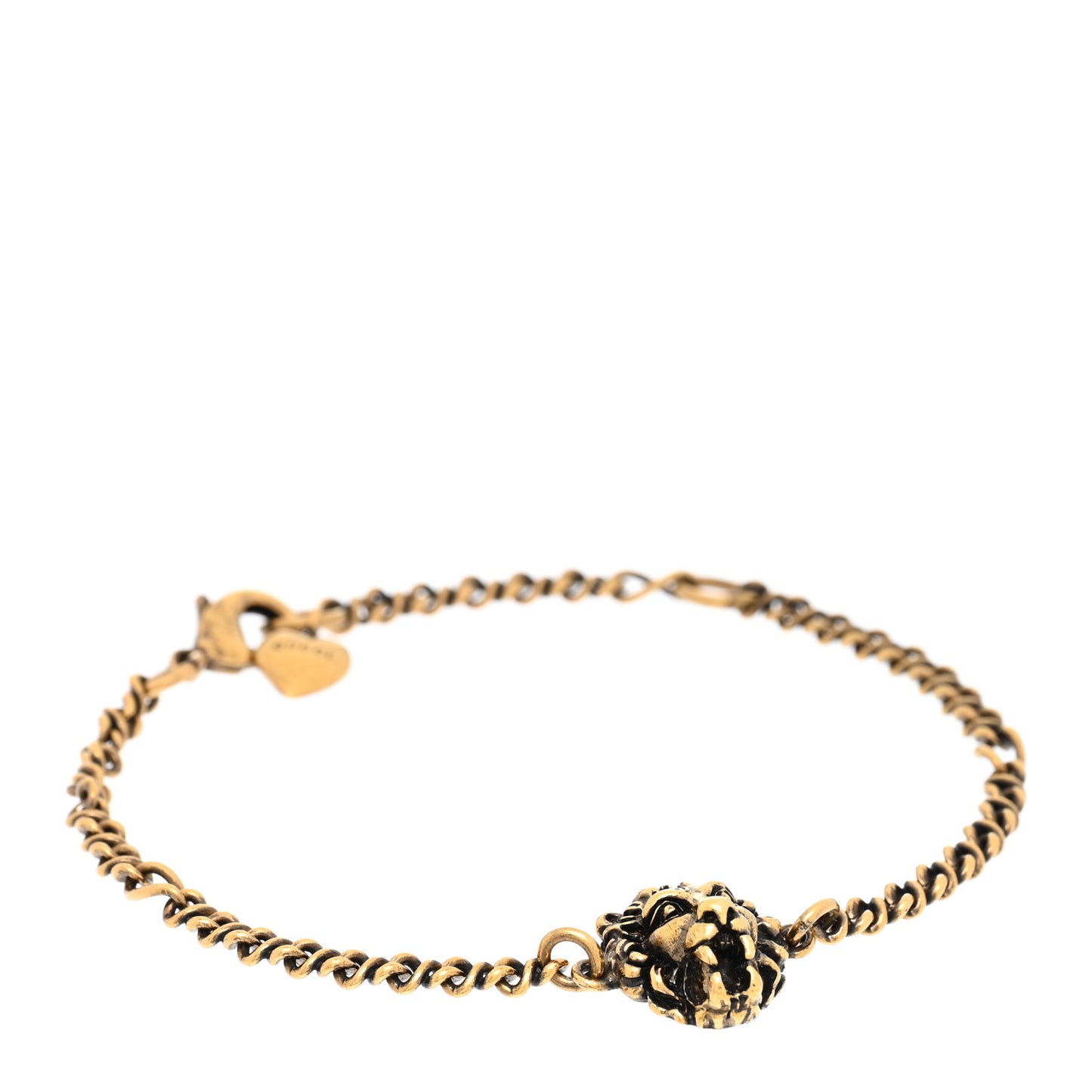 Metal Lion Head Bracelet Aged Gold