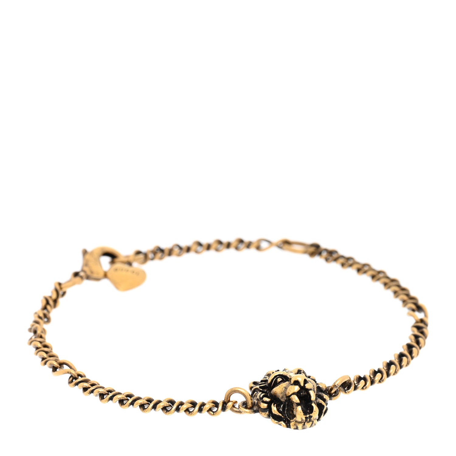 Gucci Metal Lion Head Bracelet Aged Gold 1 of 3