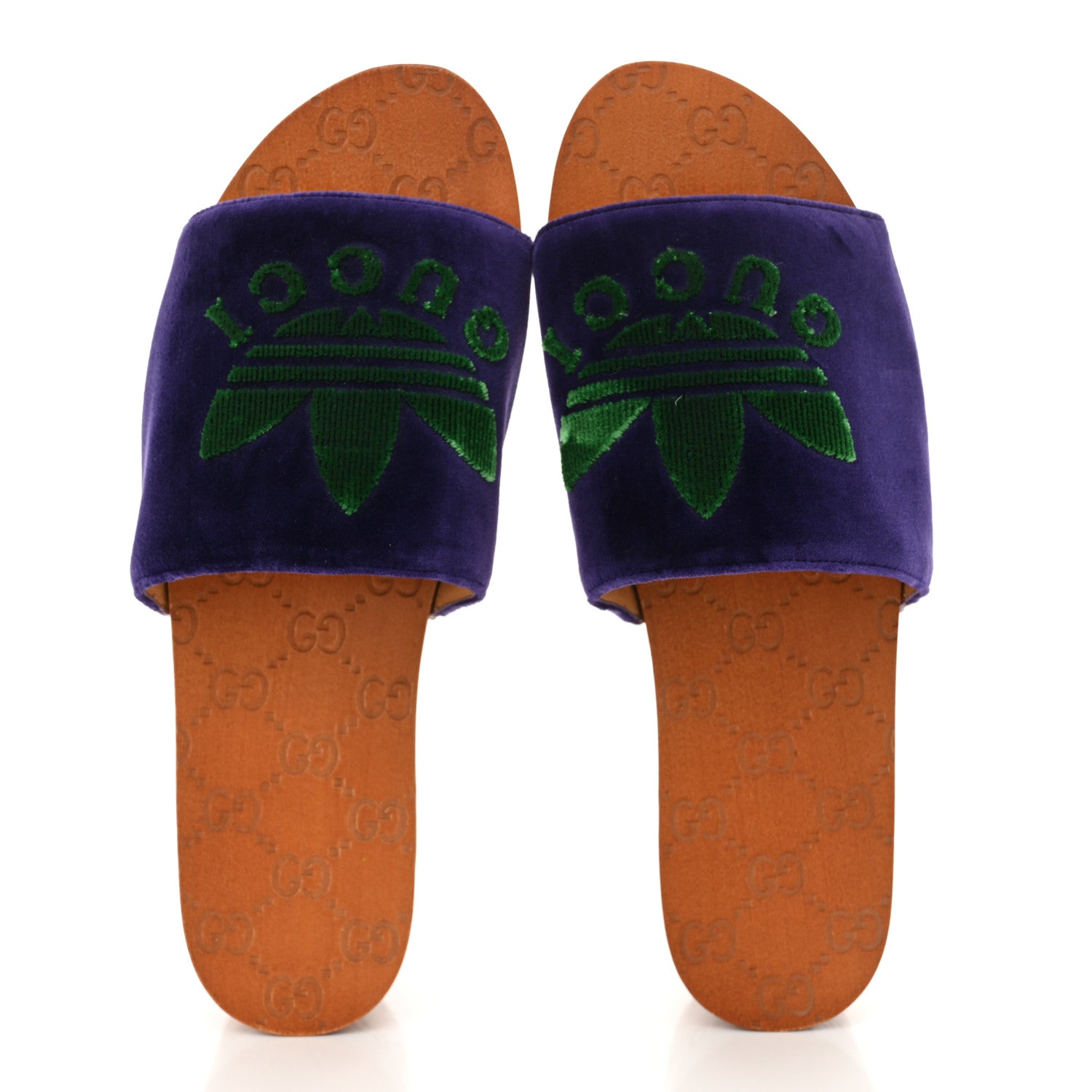 Gucci X ADIDAS Soft Velvet Malaga Kid Womens Platform Sandals 39.5  Iris Extreme 2 of 14