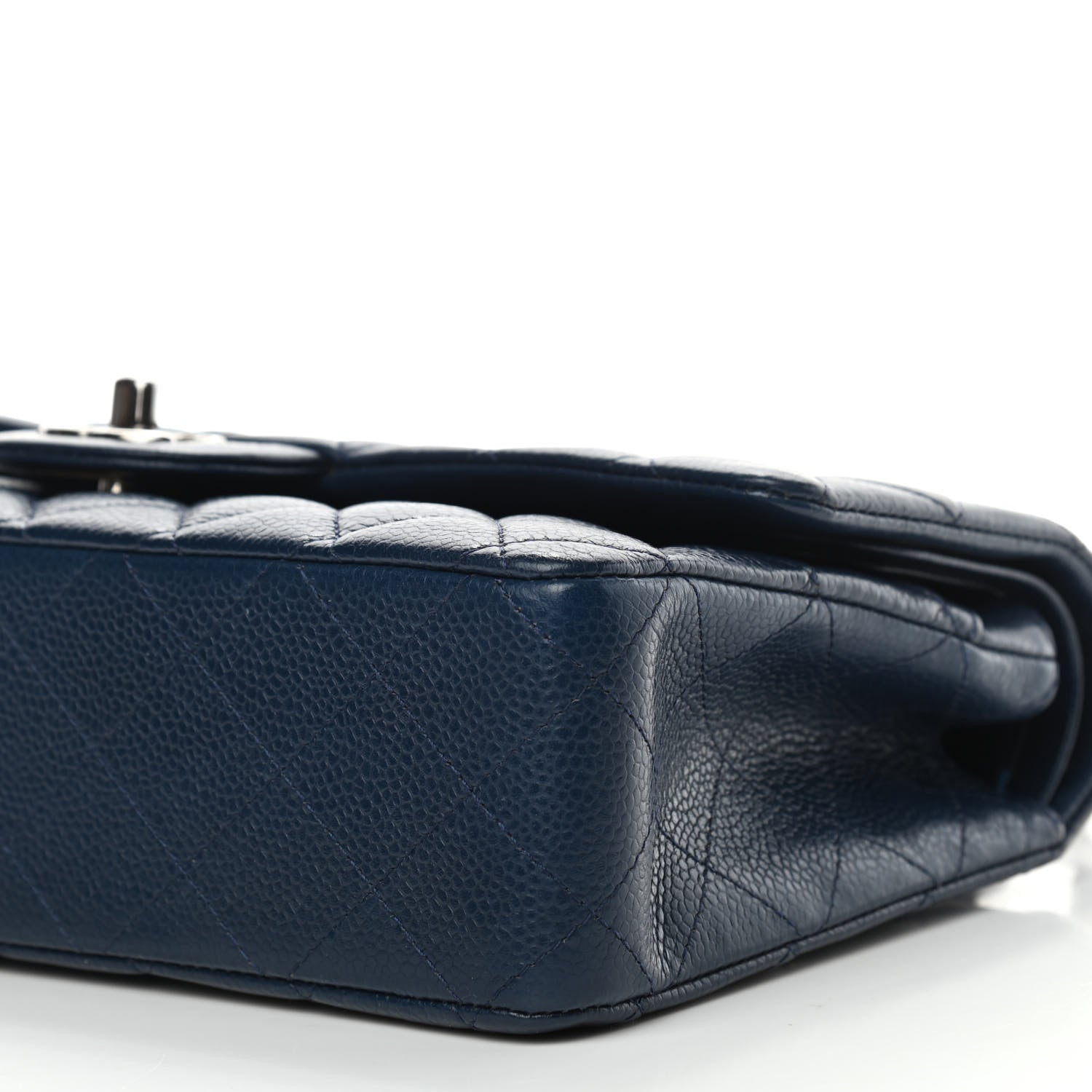 Chanel Caviar Quilted Medium Double Flap Dark Blue 10 of 11