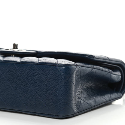 Chanel Caviar Quilted Medium Double Flap Dark Blue 10 of 11