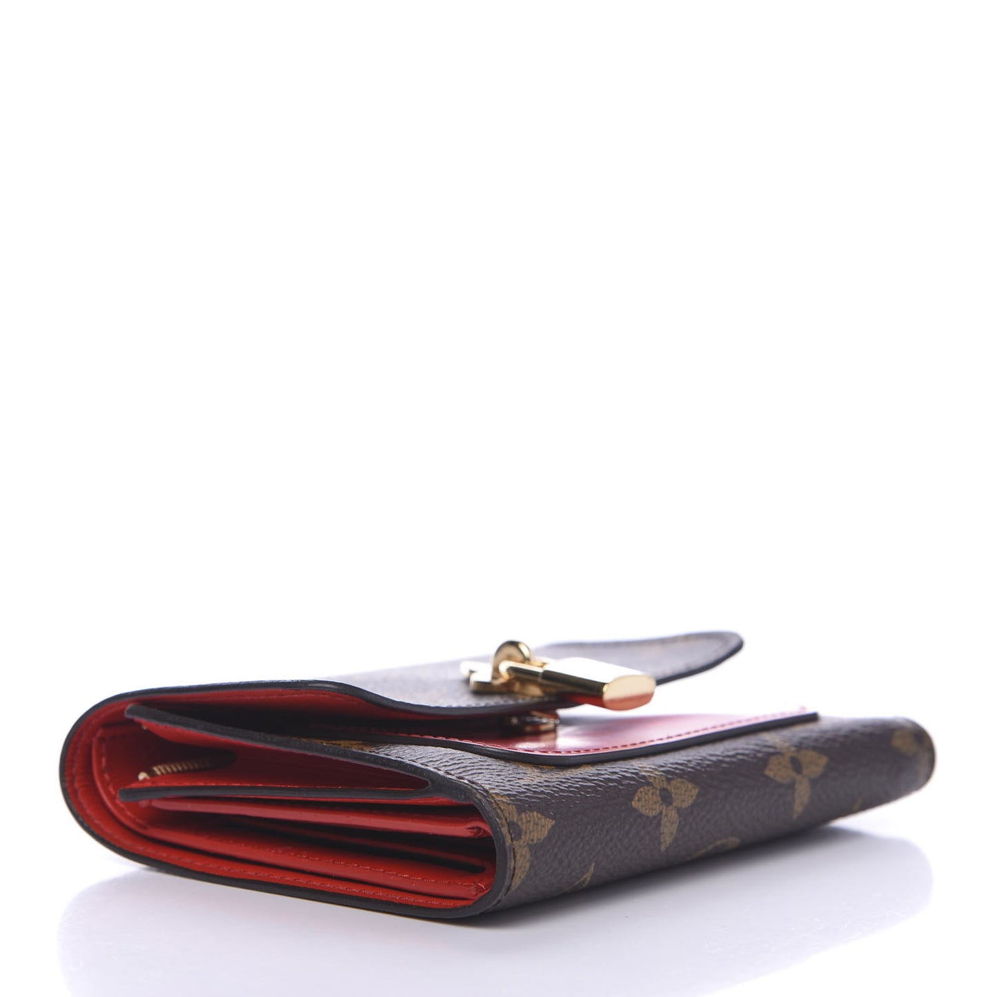 Monogram Flower Lock Compact Wallet Coquelicot