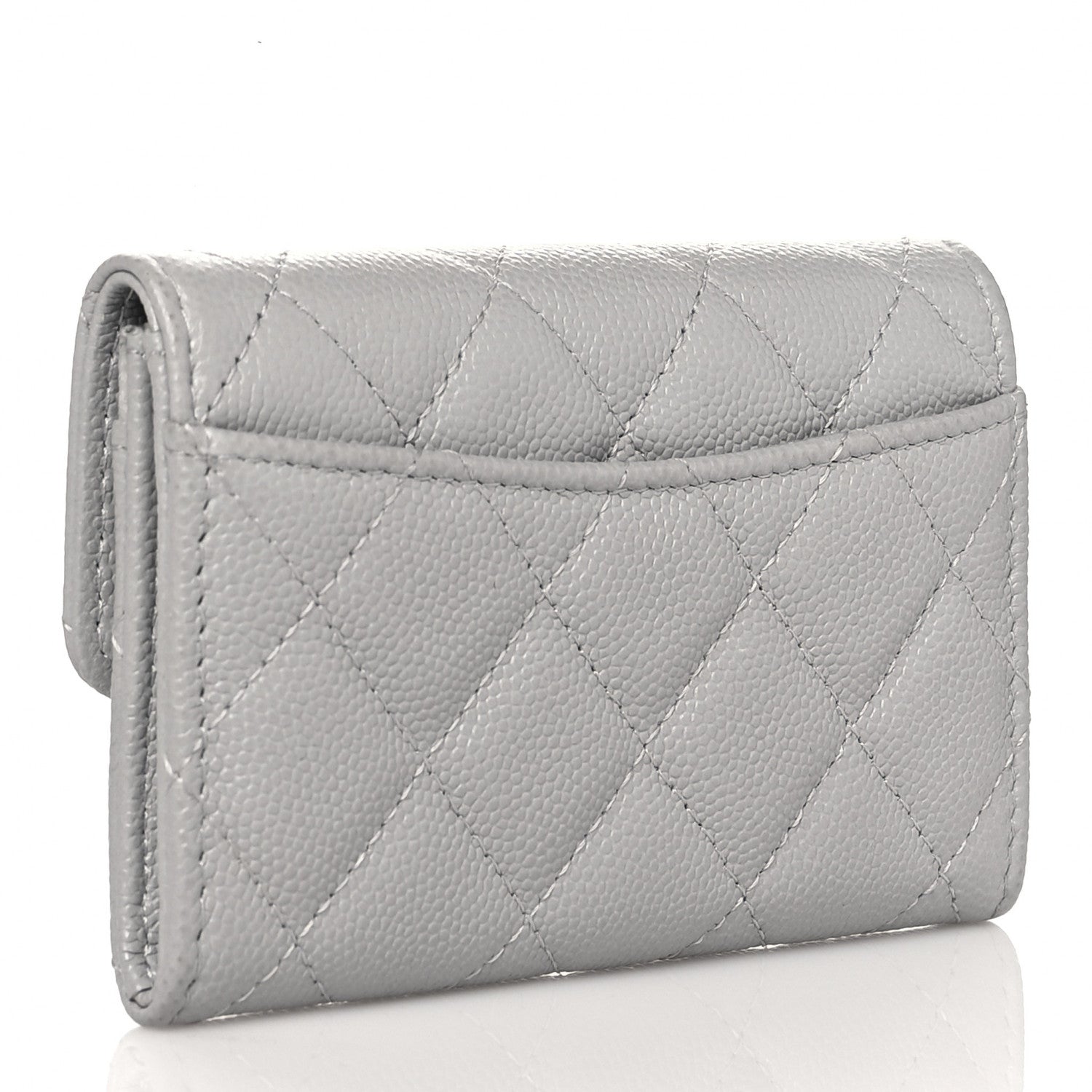 Chanel Caviar Quilted Flap Card Holder Wallet Grey 3 of 12