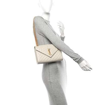 Saint Laurent Grain De Poudre Textured Mixed Matelasse Triquilt Medium Monogram Satchel Crema Soft 3 of 11