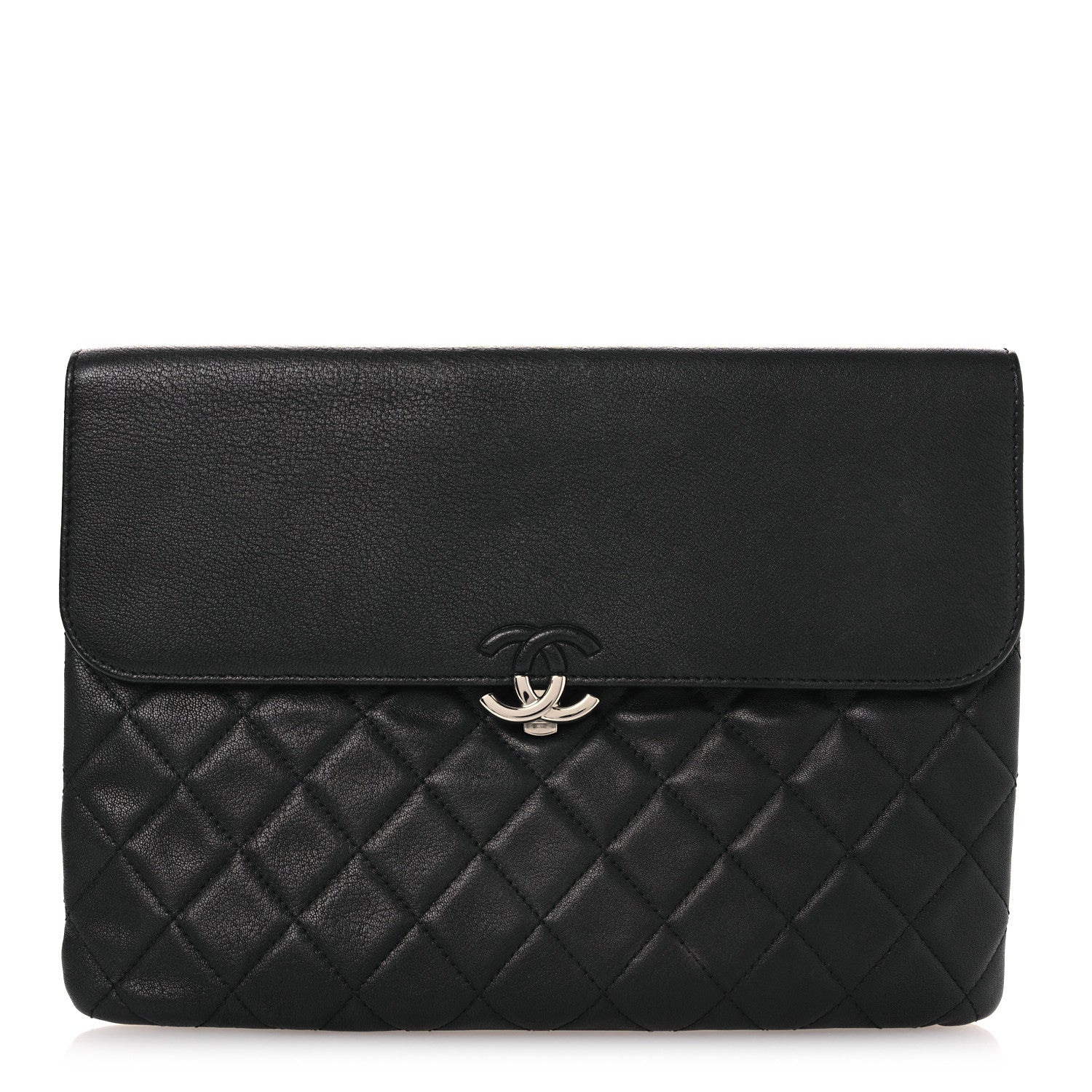 Chanel Grained Calfskin Quilted CC Box Pouch Black 1 of 11