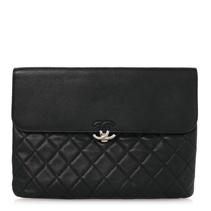 Chanel Grained Calfskin Quilted CC Box Pouch Black 1 of 11