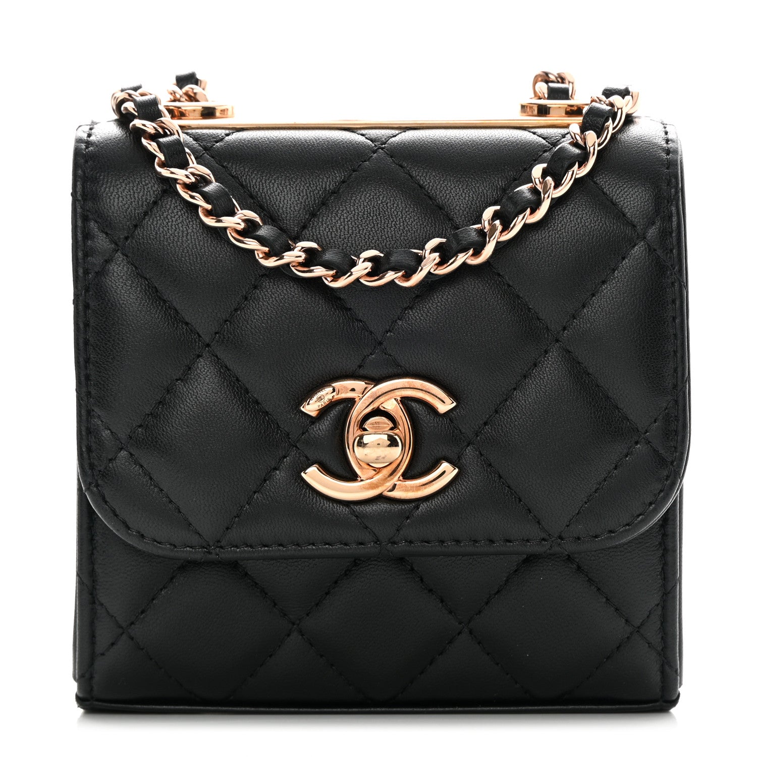 Chanel Lambskin Quilted Mini Trendy CC Clutch With Chain Black 1 of 12