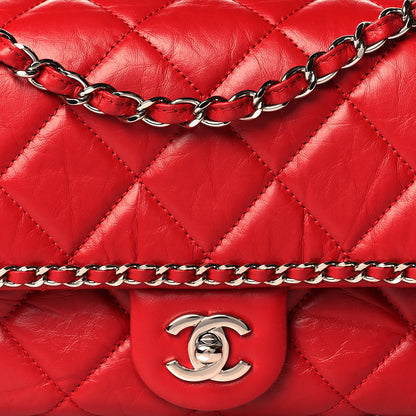 Chanel Crumpled Calfskin Medium Chain All Over Flap Red 9 of 9