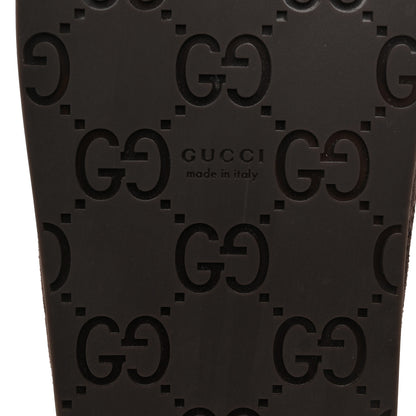 Gucci Suede GG Debossed Shearling Womens Horsebit Mules 36 Dark Brown 8 of 8