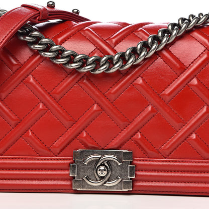 Chanel Lambskin Stitched Medium Boy Flap Red 11 of 11