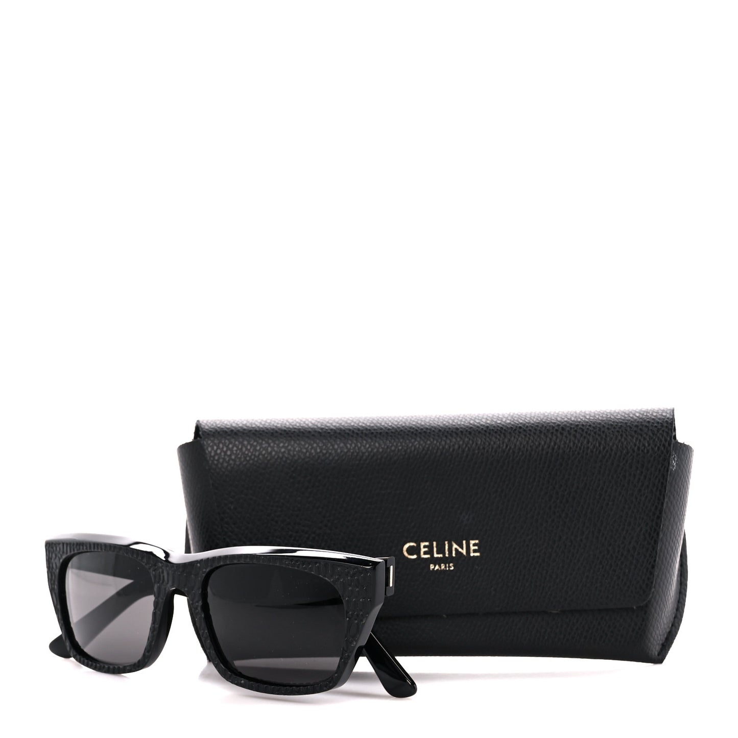 Acetate Polarized Rectangular Crocodile Sunglasses CL4060IL Black