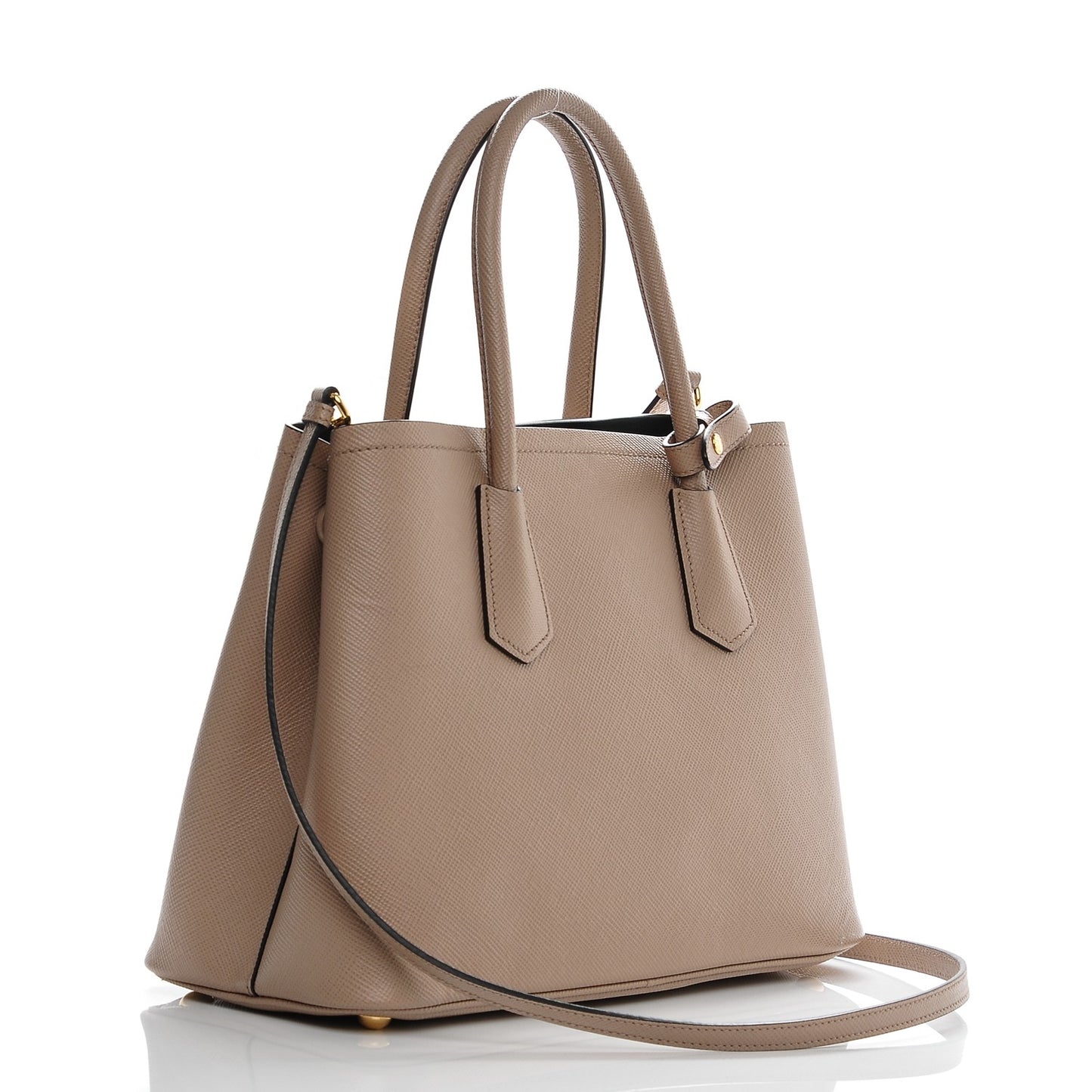 Saffiano Cuir Small Double Bag Cammeo Nero Black