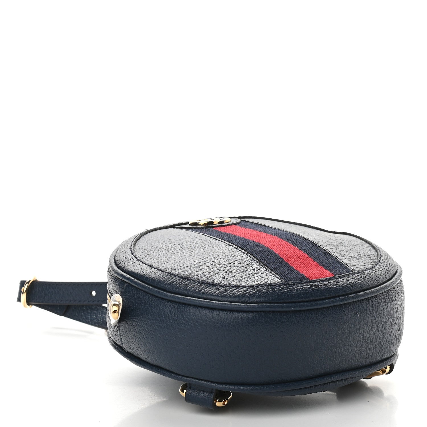 Gucci Textured Calfskin Web Mini Ophidia Round Backpack Blue Agata 4 of 9