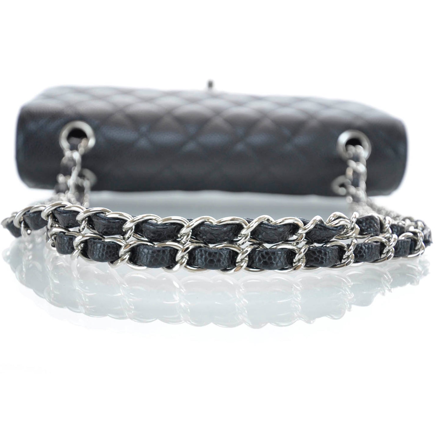 Caviar Quilted Medium Double Flap Black