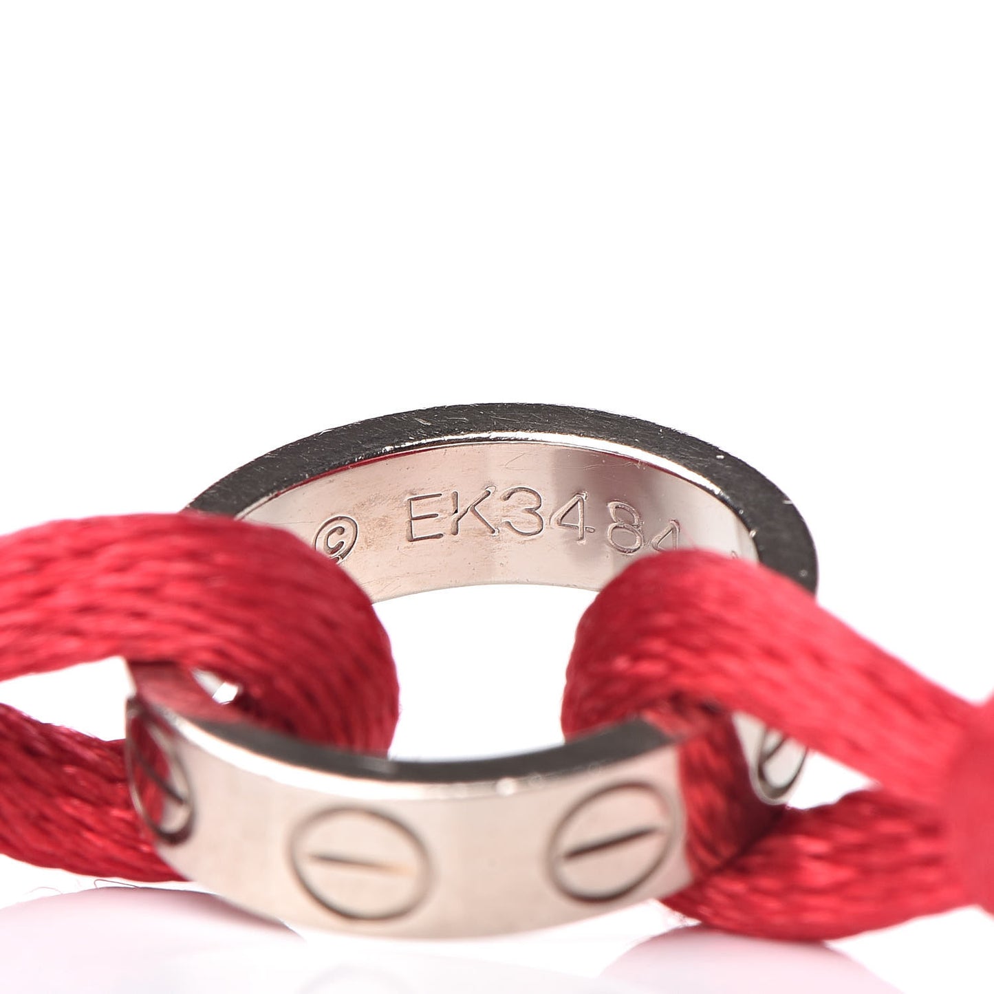 18K White Gold Charity LOVE Adjustable Cord Bracelet Red