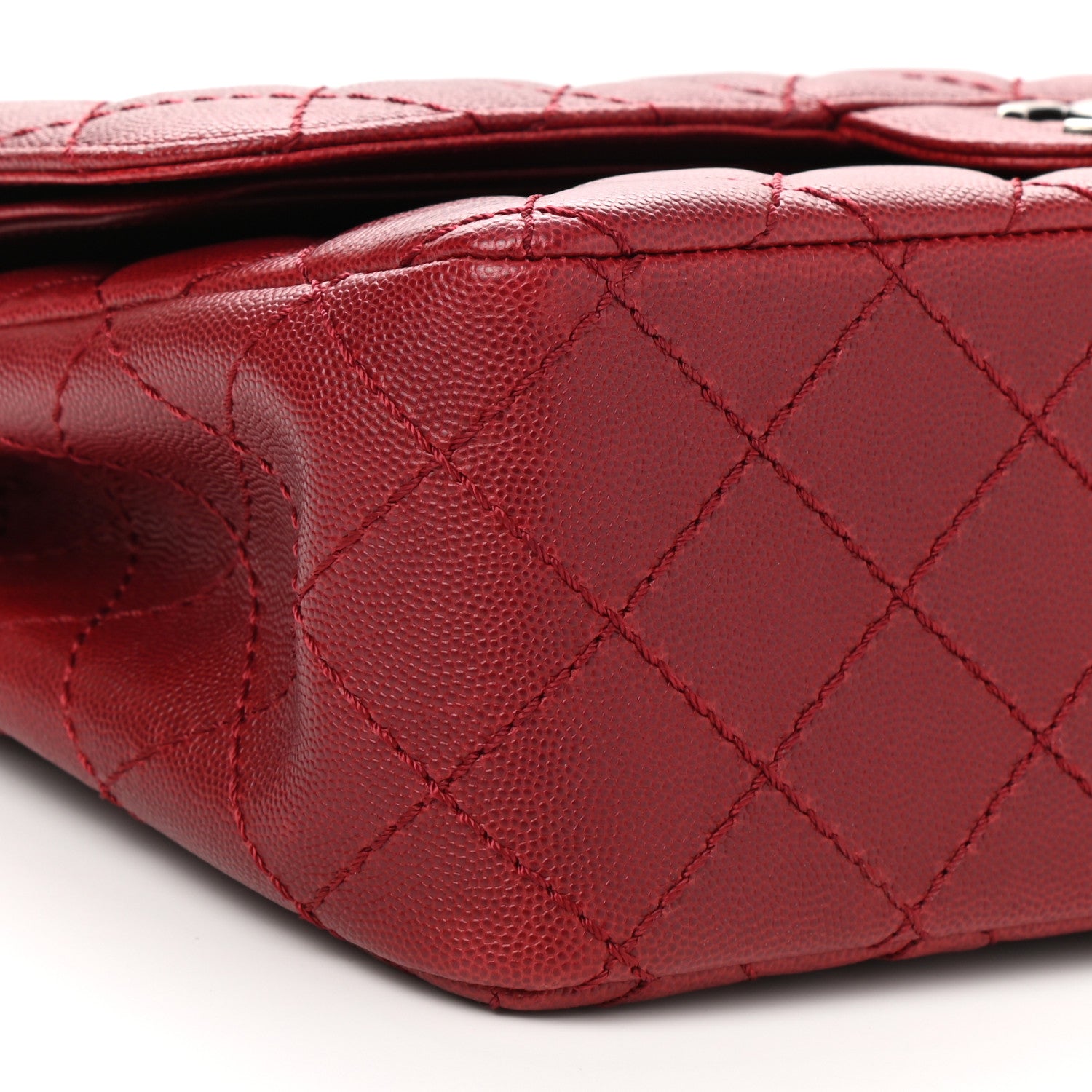 Chanel Caviar Quilted Jumbo Double Flap Dark Red 10 of 12