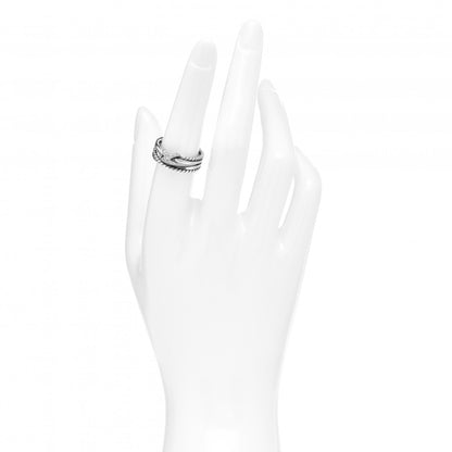 David Yurman Sterling Silver Diamond X Crossover Ring 53 6.5 3 of 4