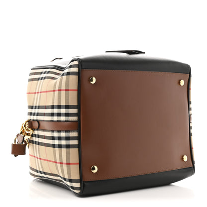 Burberry Smooth Calfskin House Check Medium Cube Bowling Bag Archive Beige 4 of 10