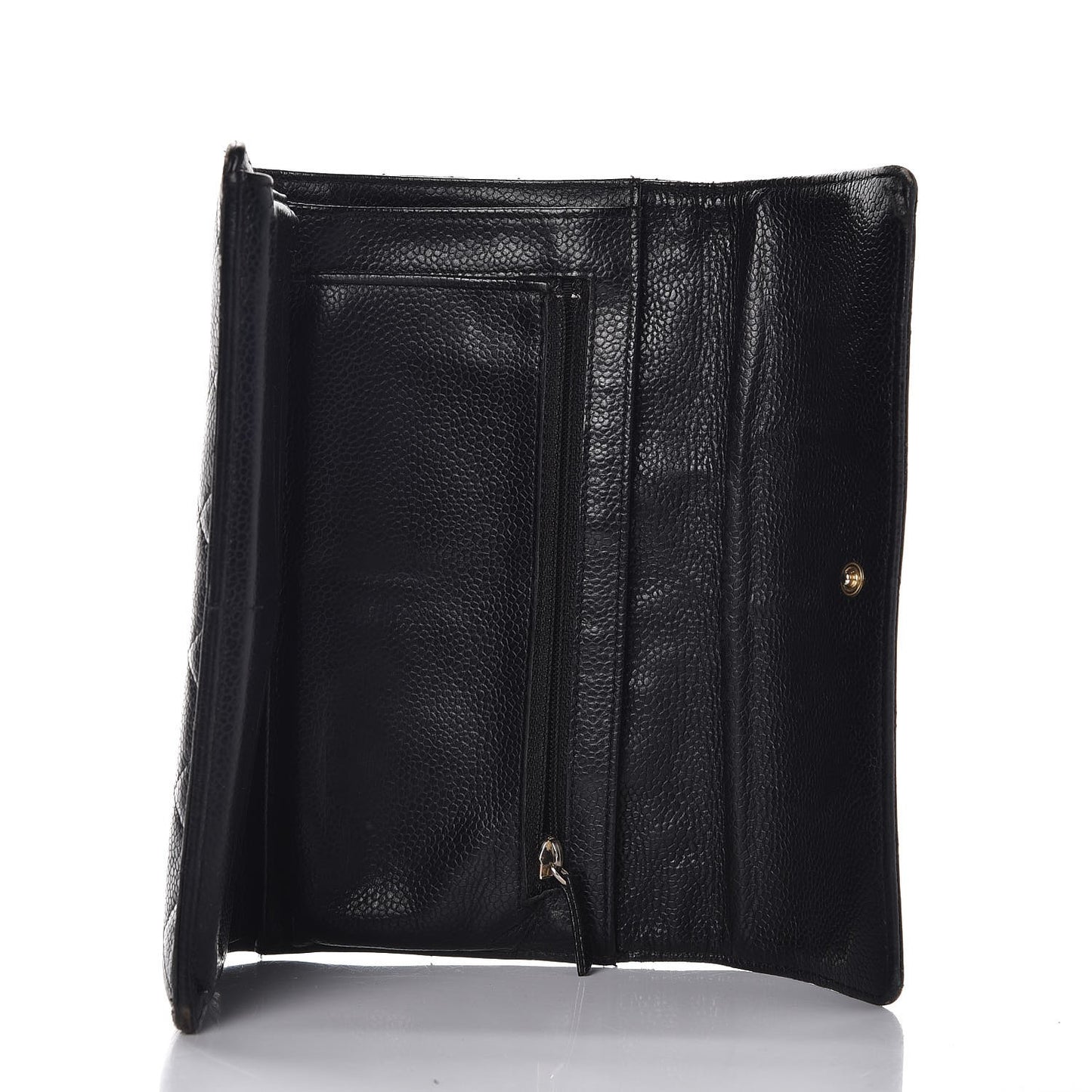 Caviar Quilted Large Flap Wallet Black