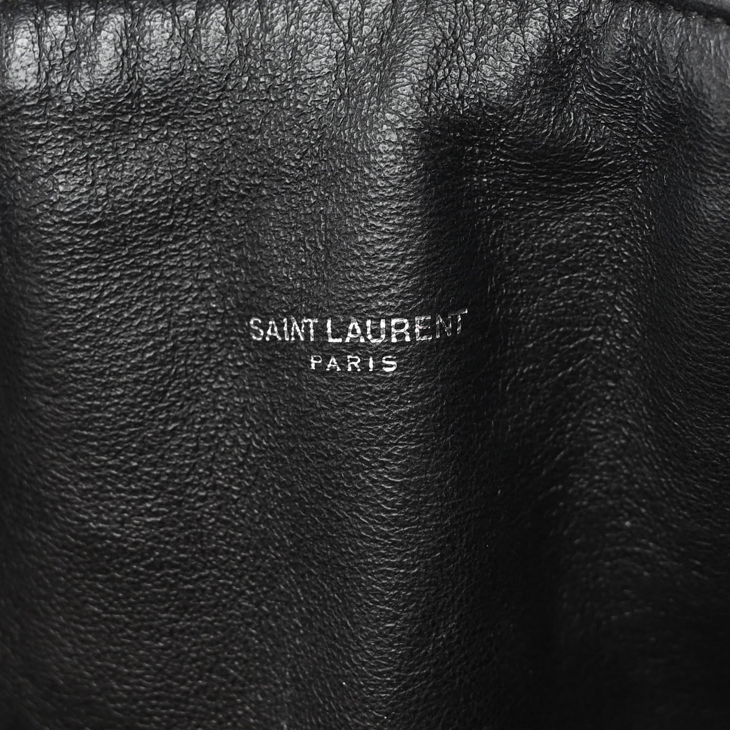 Saint Laurent Canvas Calfskin Teddy Drawstring Shopping Tote White Black 7 of 11