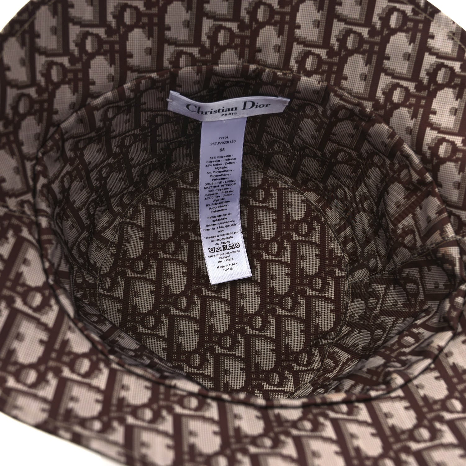 Christian Dior Oblique Toile De Jouy Reversible Teddy-D Small Brim Bucket Hat 58 Hazelnut Black 12 of 13