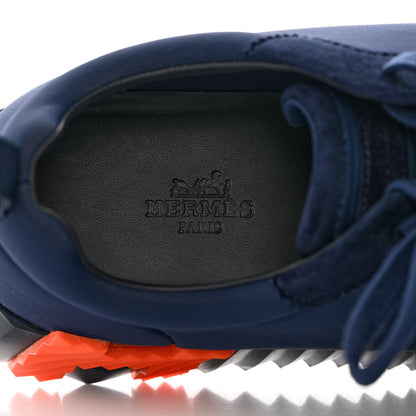 Hermes Technical Jersey Suede Goatskin Bouncing Sneakers 37 Marine 6 of 8