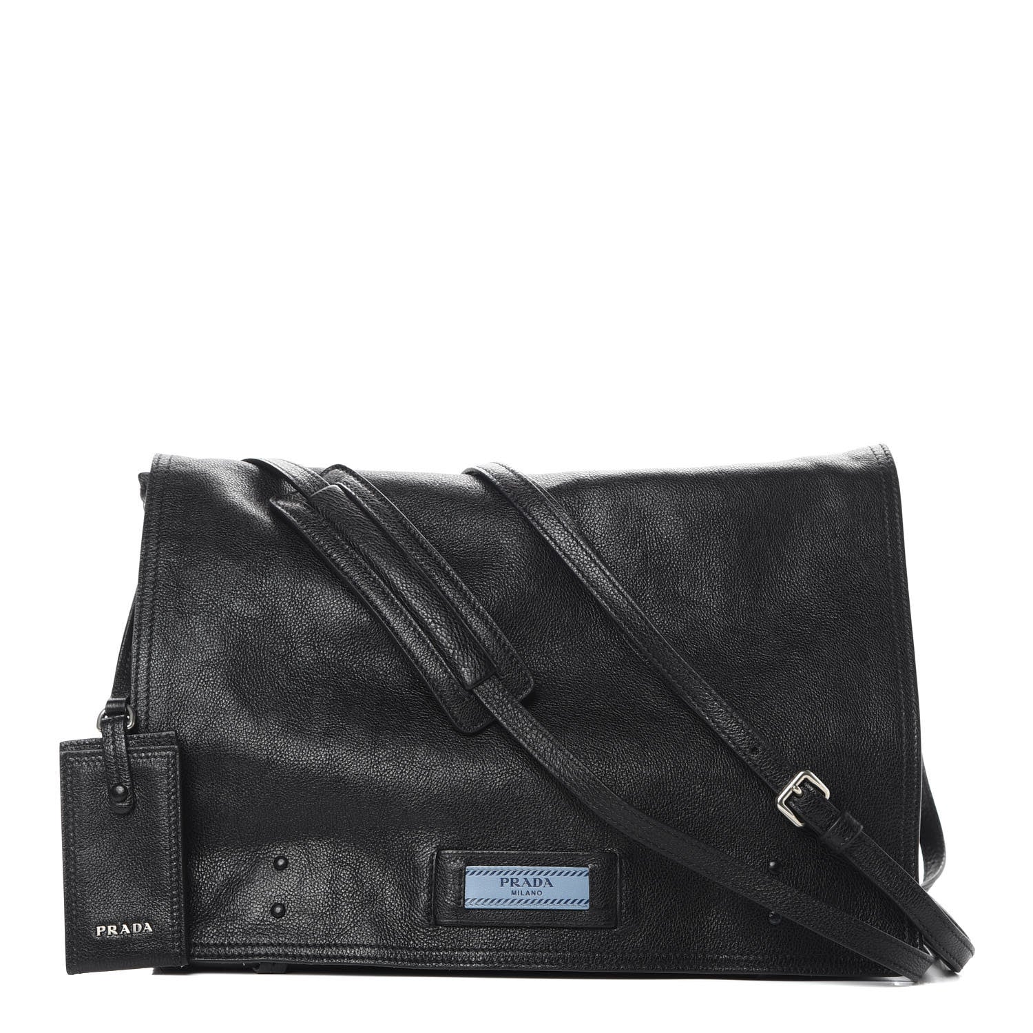 Prada Glace Calf Etiquette Flap Black Astrale 1 of 14