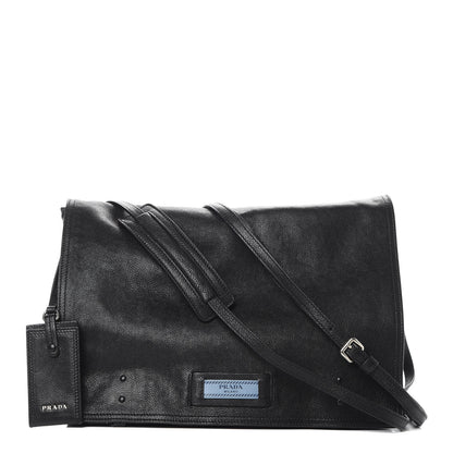 Prada Glace Calf Etiquette Flap Black Astrale 1 of 14