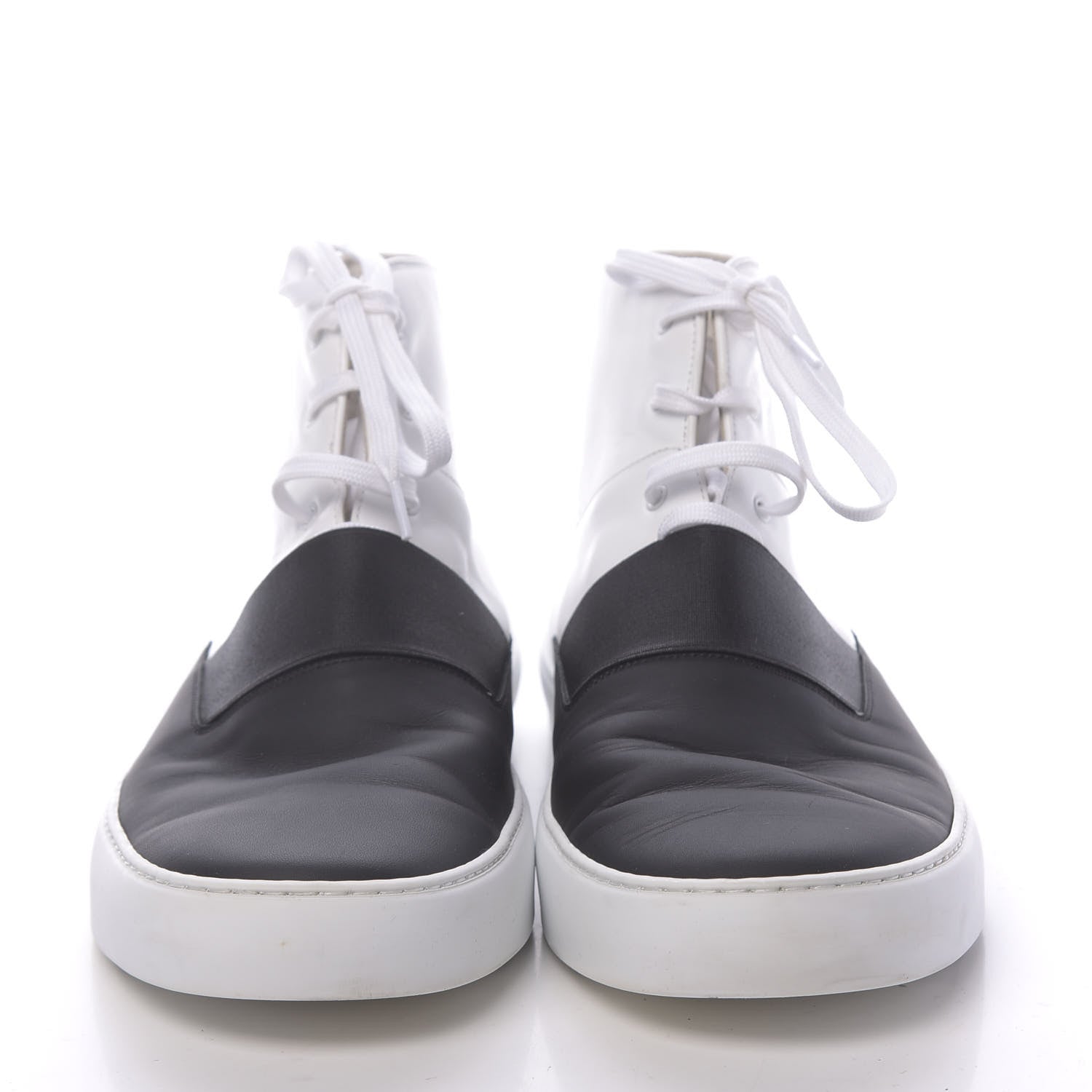 Chanel Calfskin Mens High Top Sneakers 45 White Black 2 of 12