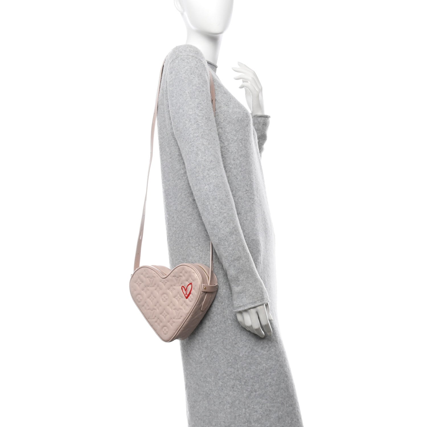 Louis Vuitton Lambskin Embossed Monogram Fall In Love Sac Coeur Light Pink 2 of 9