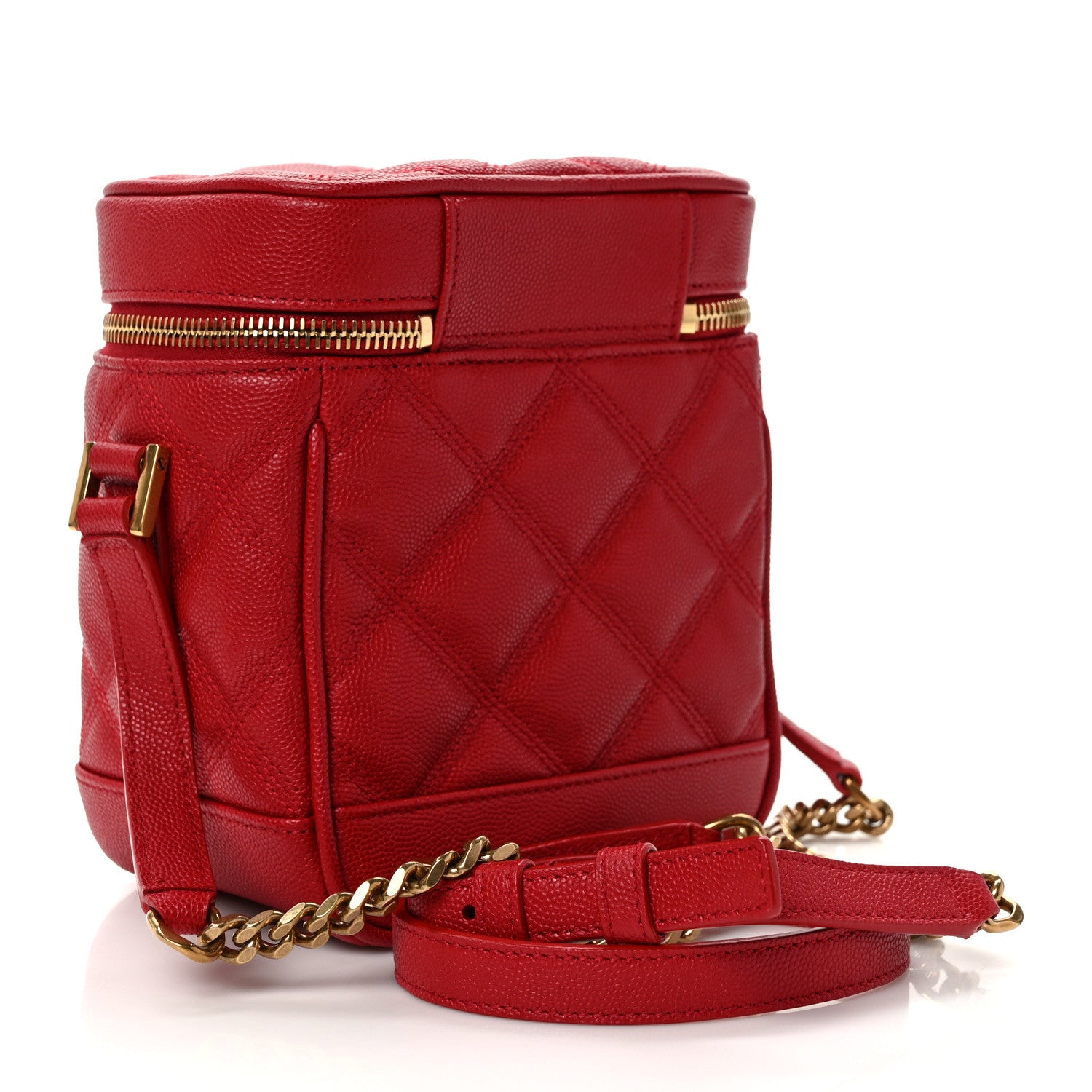 Saint Laurent Grain de Poudre Quilted 80's Vanity Bag Red 3 of 8