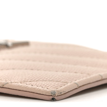 Saint Laurent Grain De Poudre Matelasse Chevron Monogram Fragments Zippered Card Case Marble Pink 8 of 9