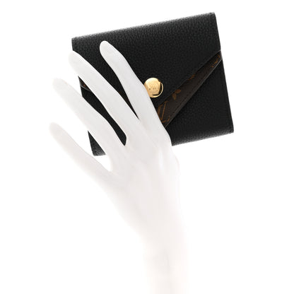 Louis Vuitton Grained Calfskin Monogram Double V Compact Wallet Black 2 of 8