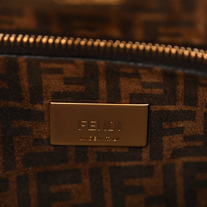 Fendi Vitello Seta Suede FF Mini Peekaboo Iconic Satchel Chocolate Sigaro Marrone 7 of 11