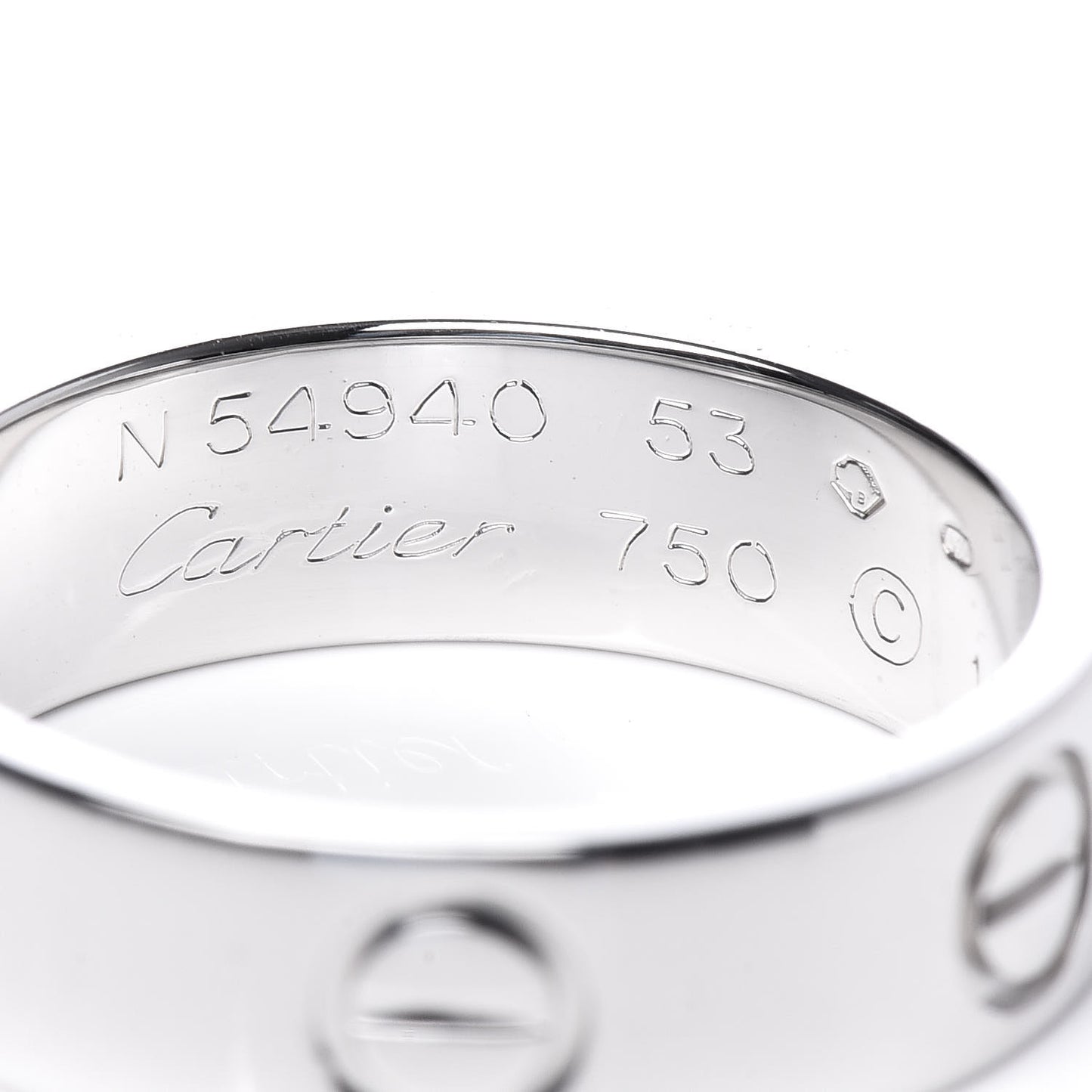 18K White Gold 5.5mm LOVE Ring 53 6.25
