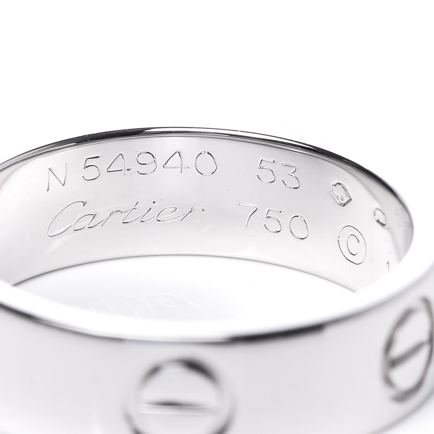 Cartier 18K White Gold 5.5mm LOVE Ring 53 6.25 4 of 6