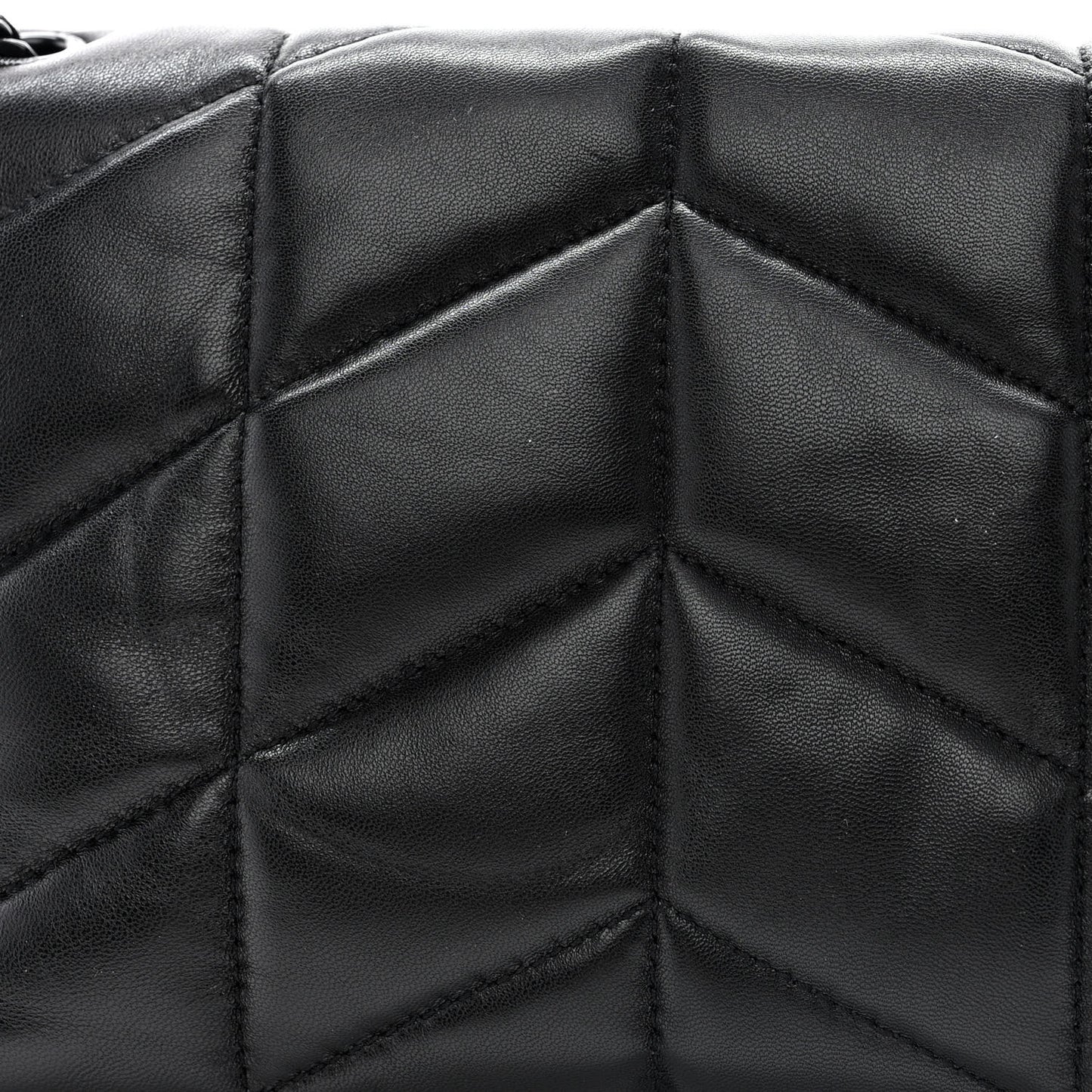 Calfskin Quilted Toy Loulou Puffer Monogram Monochrome Chain Satchel Black