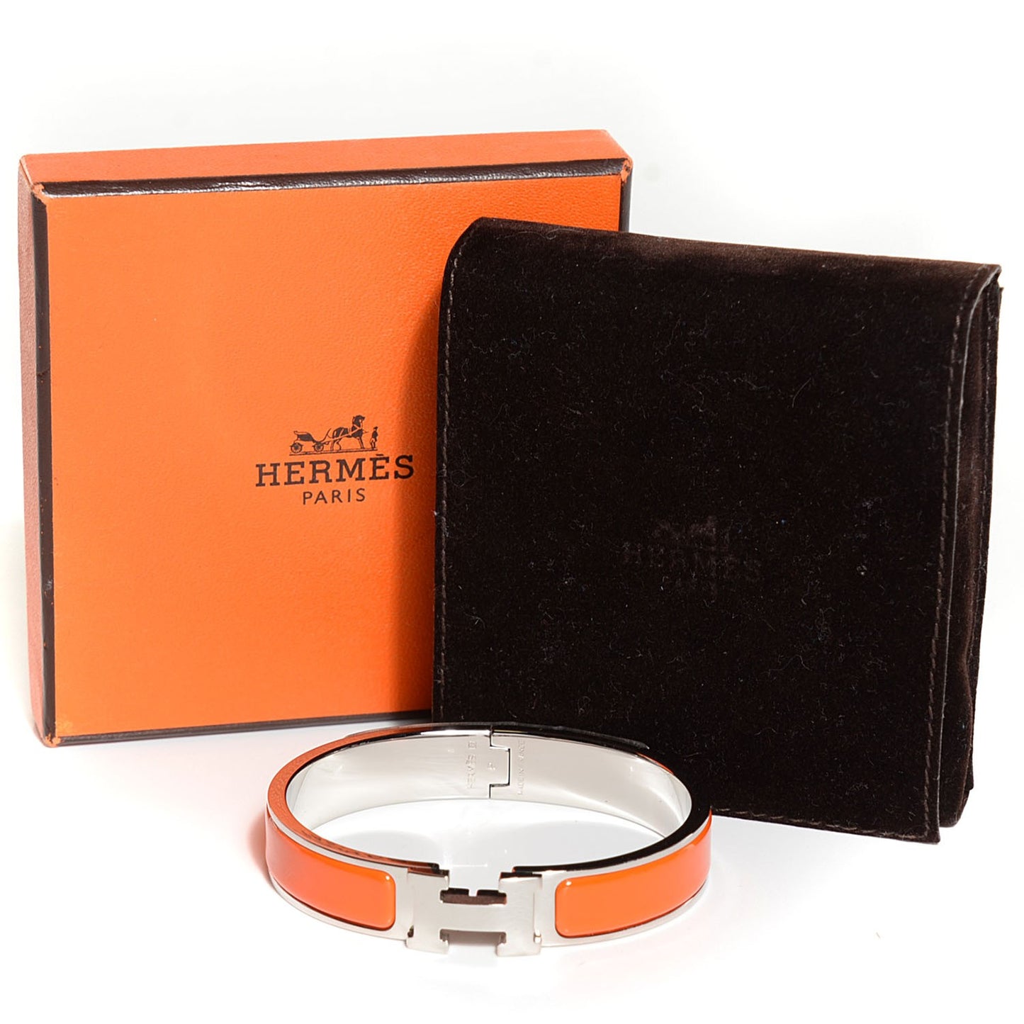 Enamel Narrow Clic Clac H Bracelet PM Orange
