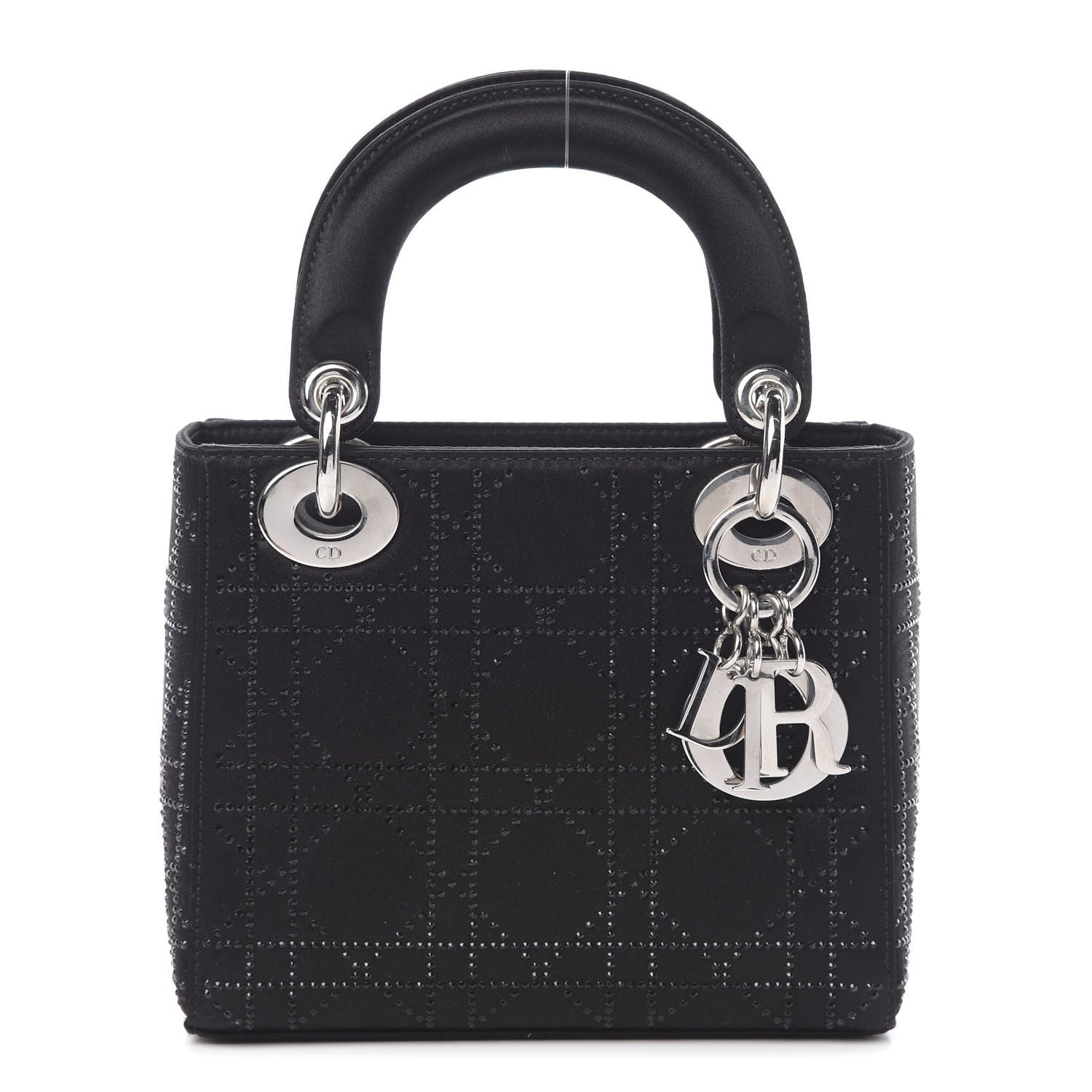 Christian Dior Satin Crystal Cannage Mini Lady Dior Black 1 of 10