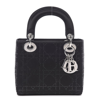 Christian Dior Satin Crystal Cannage Mini Lady Dior Black 1 of 10