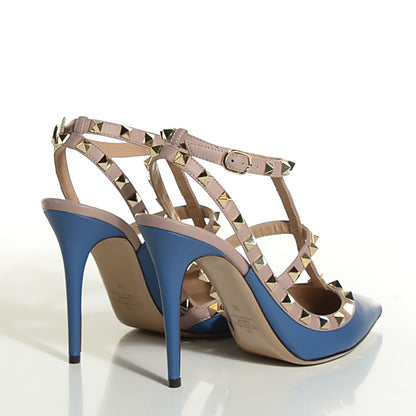 Valentino Garavani Nappa Rockstud Ankle Strap 100mm Pumps 38 Indaco Poudre 4 of 7