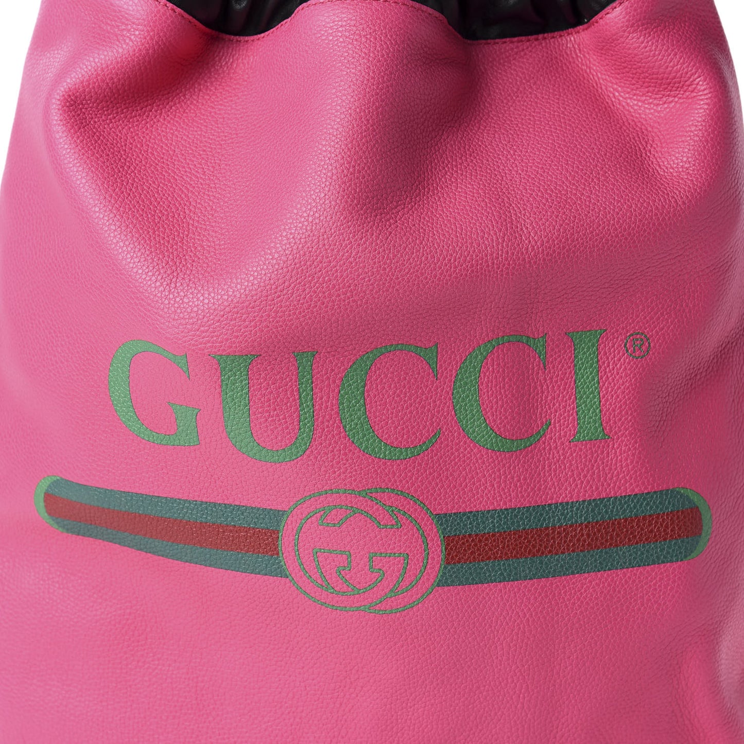 Grained Calfskin Logo Drawstring Backpack Box Pink Green Black