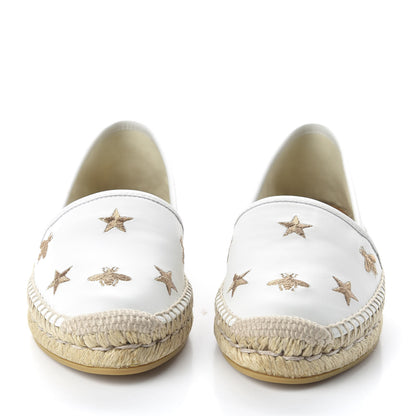 Gucci Calfskin Bee Star Embroidered Espadrilles 37 White 2 of 10